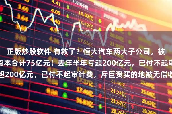 正版炒股软件 有救了？恒大汽车两大子公司，被广州国资接手，注册资本合计75亿元！去年半年亏超200亿元，已付不起审计费，斥巨资买的地被无偿收回